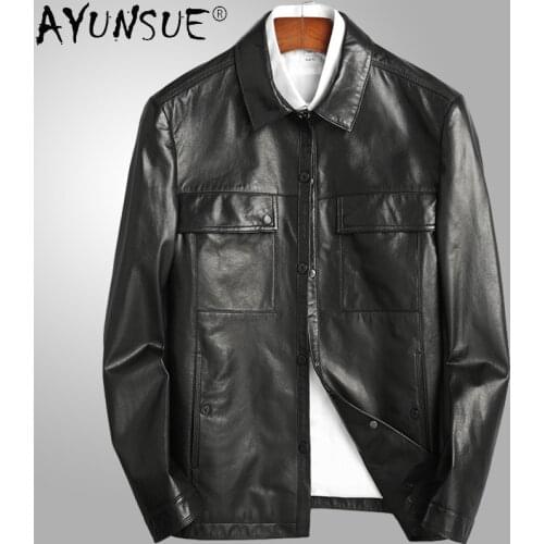 AYUNSUE Men Jacket New Genuine Sheepskin Leather Jackets Mens 2020 Mens Clothing Autumn Coat Male Outwear Hommes Veste LXR757