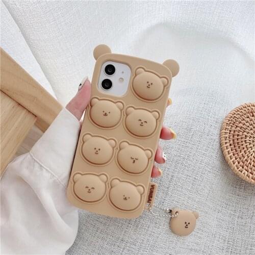 Agrotera Soft Silicone Case Cover for iPhone 7 8 Plus X XS XR 11 Pro Max SE 2020 12 Cute Cartoon Bear Bunny Ears Stress Reliever