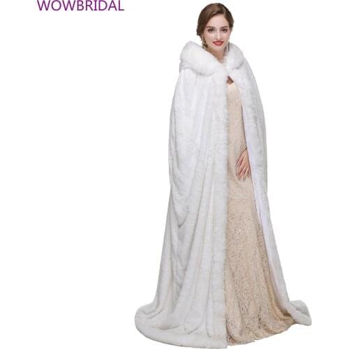 WOWBRIDAL Warm Faux Fur Winter Bridal Cape Wedding Cloaks Party Wraps Jacket Wrap Boleros De Encaje Boleros De Mujer