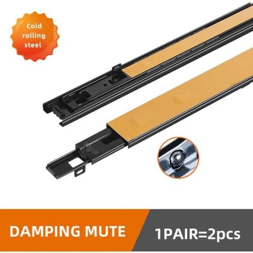 Drawer Damping Sliding Track Cold Rolled Steel Soft close Slide Rail Three way Cabinet Slides No Drilling Furniture Guide Tracks