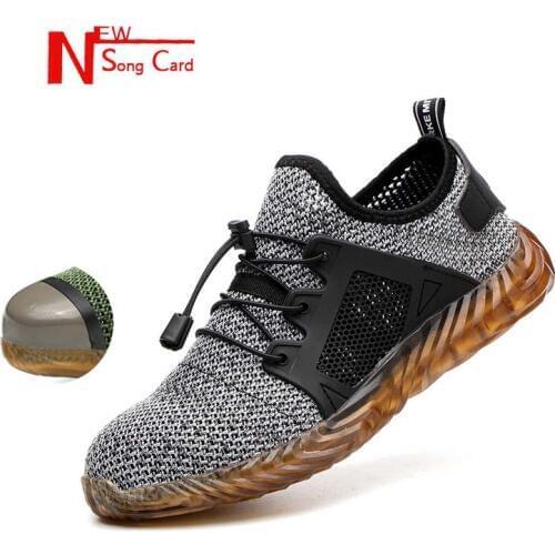 New song card Anti-smashing Mens shoes anti-piercing safety shoes wear-resistant steel toe caps destructible Work safety shoes