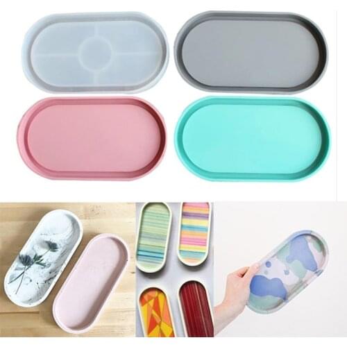 DIY Oval Mold Ashtray Mold Coaster Flexible Silicone Tray Mold Polygon Epoxy Resin Casting Molds Plaster Mold DIY Craft Tool