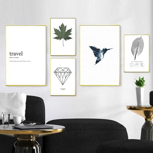 Nordic Style Poster Minimalist Art Canvas Painting Bird Leaf Black and White Prints Wall Art Decoration Painting for Living Room