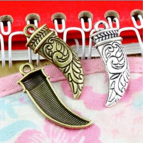 90pcs Ox Horn Charms DIY Jewelry Pendant Fit Bracelets Necklaces Earrings Handmade Crafts Antique Silver Plated Bronze Charm