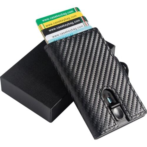 2021 Luxury RFID Carbon Fiber Card Wallets Male Metal Bifold Slim Thin Wallet Mini Smart Wallet For Men Carteras Hombre