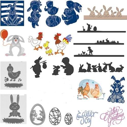 Happy Easter Bunny Egg Chicken Theme Cutting Dies for DIY Scrapbooking Paper Cards Making Crafts Supply New 2020 easter Diecut