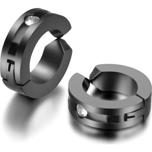 1 pair Punk Black Stainless Steel Stud Earrings For Men and Women Ear Clip Non Piercing Earrings Gothic Pop Punk Rock Jewelry