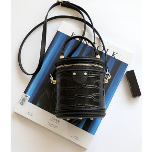 OUSSON New Design Cylindrical Leather Tote Handbag Exquisite Female Retro Crossbody Box Bag For Woman