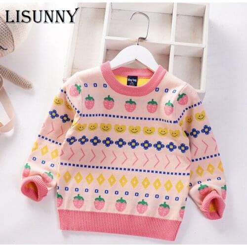 Girls Sweater 2021 Autumn Winter Stripe Cartoon Baby Jumper Children Sweaters Toddler Pullover Kids Knitted Clothes 2-7y COTTON