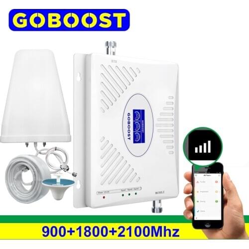 GOBOOST Cellular Signal Amplifier 2g 3g 4g Tri Band1 Band3 900 1800 2100 Mhz Mobile Signal 4g Brazil Phone Antenna