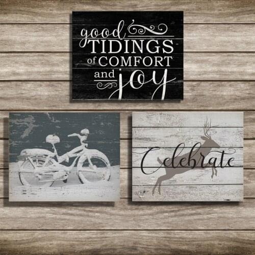 Vintage Christmas Wall Art Prints Deer Snow Posters Wall Art Canvas Paintings Festival Decorative Art Prints Pictures Home Decor