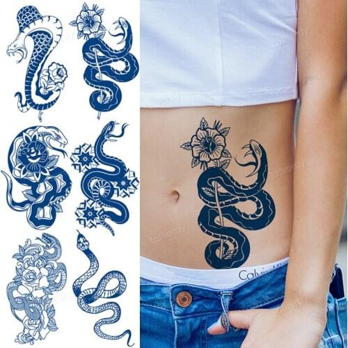 Juice lasting waterproof transfer tattoos snake rose butterfly compass sexy tattoo for women men body art painting arm sleeve