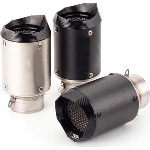 60mm Motorcycle Exhaust Real Carbon Fiber Titanium Alloy for Exhaust Escape moto Pipe Motorbike Tail Tube Left and Right Sticker