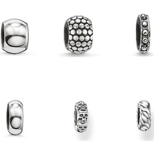 Rivet Kathmandu Rope Glossy Skull Stopper Beads, 925 Sterling Silver Thomas Style DIY Bead Ts Jewelry Fit Bracelet for Women Men