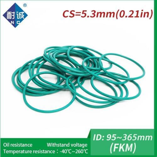 1PC/lot fluoro Rubber Ring Green FKM O ring Seals Thickness 5.3mm ID95/97.5/100/140/355/365mm Rubber O-Rings Fuel Washer