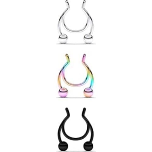 1pcs Nose Ring 2020 New Nose Clip Medical Stainless Steel Hot Sale Nasal Septum False Nose Ring Piercing Jewelry Cheap