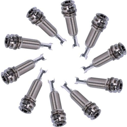 10PCS Guitar Pickup Endpin Output Jack Nickel Strap Lock Chrome