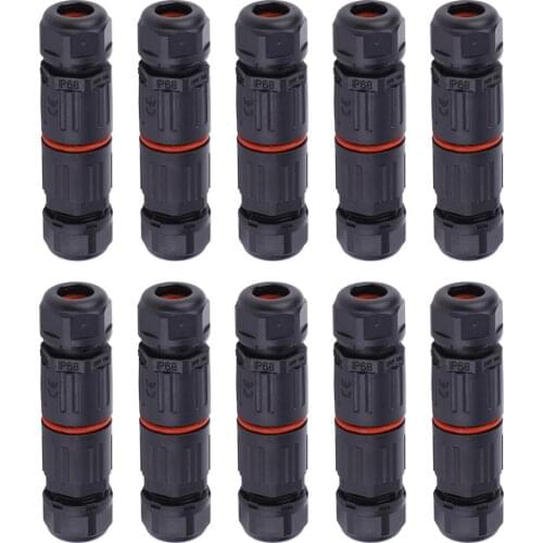 10PCS IP68 Waterproof Connector Electrical Terminal Adapter Outdoor Straight Connector 3Pin