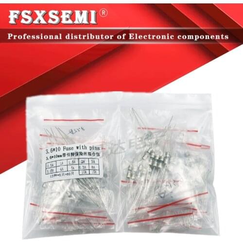12values*5pcs=60pcs 3.6*10mm Glass fuse Slow blow 250V 3.6x10 T0.1A-15A