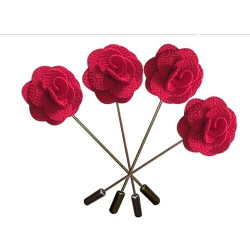 20Pcs/Lot Handmade Guest Boutonniere Pins Silk Rose Artificial Flowers Groomsman Best Men Women Brooch Corsage Wedding Flower