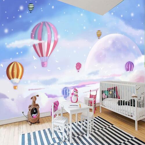 Custom 3D Cartoon Wall Cloth Hand-painted Mediterranean Balloon Children For Kids Room Background Wall Mural Photo Wallpapers 3D