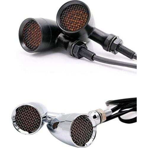 Motorcycle Grid Retro Turn Signal Light Indicators LED Brake Light Universal for Cruise Prince 4Pcs