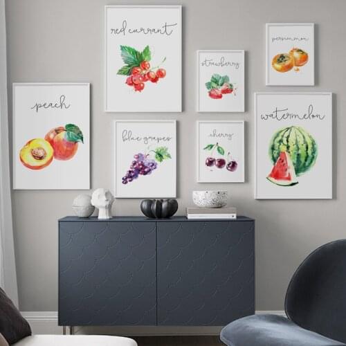 Watermelon Grape Plum Peach Fruit Kitchen Wall Art Canvas Painting Nordic Posters And Prints Wall Pictures For Living Room Decor