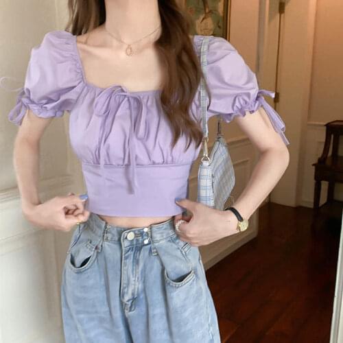 Blouse Women Shirt Short Puff Sleeve Short 2021 Summer Short Sleeve Top For Women Blusas Mujer De Moda