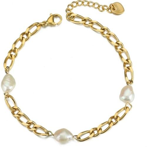 316L Stainless Steel Pearl Bracelets For Women Gifts Exquisite Bangles Gold Color Geometry Chains Fashion Jewelry Accessories