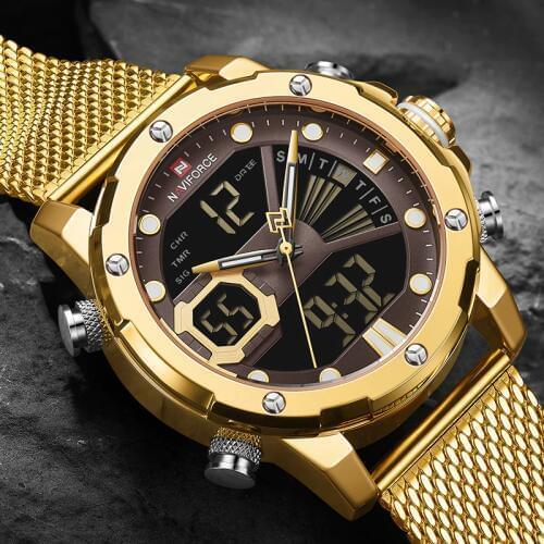 Luxury Brand NAVIFORCE Gold Watch Men Fashion Stainless Steel Analog Quartz Watches Waterproof Business Clock Relogio Masculino