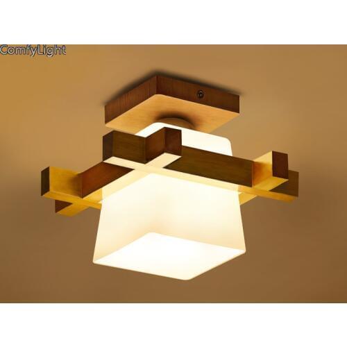 Wood Glass Ceiling lamp bedroom bedside Aisle corridor Japanese Style home illumination Kitchen modern light Bar loft office led