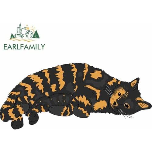 EARLFAMILY 13cm x 5.8cm Cartoon Cat Decal Wall Bathroom Toilet Kicthen Sticker Decals Funny Animals Decor Vinyl Art Car Stickers