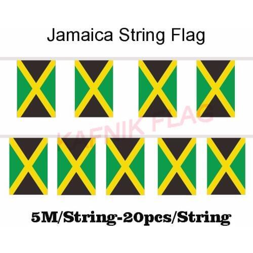KAFNIK,5 meters 20 faces 14*21CM Jamaica String Flag Banner Bar For Party Decoration/World Event Carnival Decor
