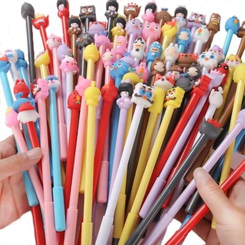 Kawaii soft gelip head gel pen Cute cartoon pen student stationery carbon pen small fresh gel pen Childrens gifts