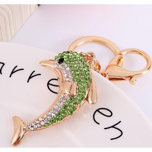 China online sale fish shape keychain crystal keychains key rings holder funny pendant