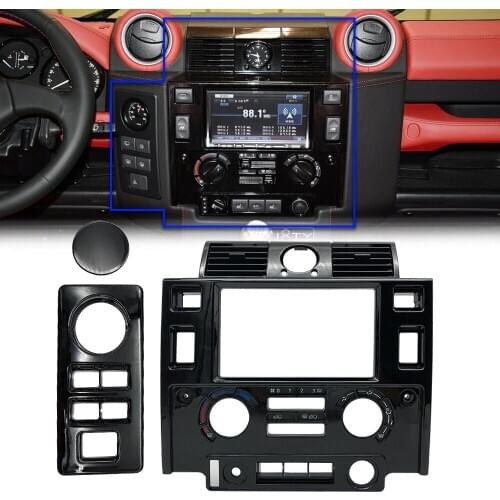Car styling Tuning Interior Parts Double Din Fascia Kit for Land Rover Defender glossy black matt black CARBON LOOK