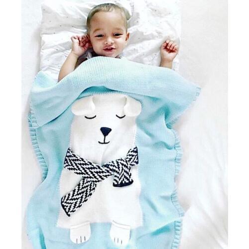 Cute Baby Blanket Bear Animals Pattern Blanket Soft Warm Wool Swaddle Kids Bath Towel Play Mat Infant Stroller Blankets 80x100