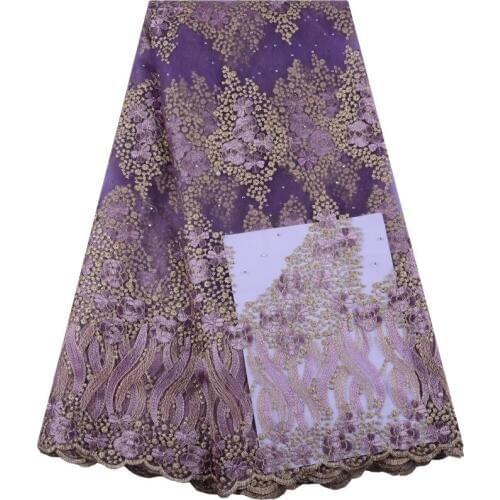 2019 Fashion High Quality Wholesale African Tulle Lace With Stones French Net Beads Lace Fabric For Nigerian Wedding Dress 1444
