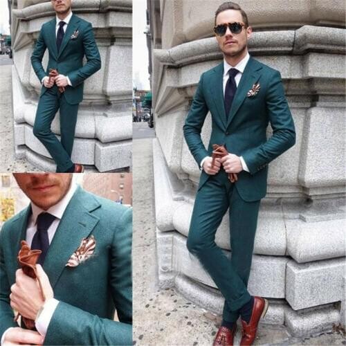 Fashion High Quality Groom Wear Two Button Peaked Lapel Mens Business Formal Prom Wedding Tuxedos Best Man Blazer Suit