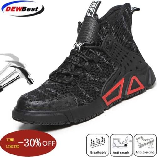 Mens safety lightweight anti-stab safety boots gas net wear-resistant protective steel toe breathable work shoes direct sales