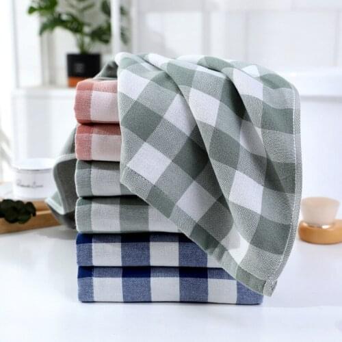 Soft Japanese Simple Cotton Gauze Towel Cotton Fabric Check Face Towel Gift Advertising Embroidery Can Custom Hand Towel