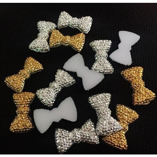New 200pcs Gold and silver double color bowknot wedding scrapbook party decorative resin accessory woman hair accessories-S52A