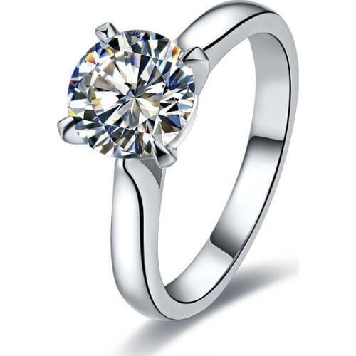 Top Quality Solid 18K White Gold Au750 Women Ring 1CT Brilliant Round Cut Diamond Marriage Ring