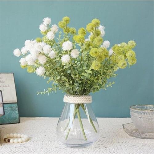 ONE Fake Dandelion (7 Stems/Bunch) 13.78" Length Simulation Plastic Round Ball for Wedding Centerpiece