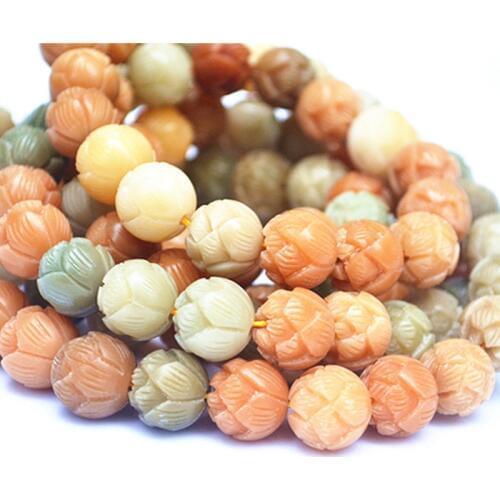 Wholesale weathered color Natural Bodhi Bracelets Carved Lotus Bodhi Buddha Bead Hand String DIY Tibetan Style PendantNecklace