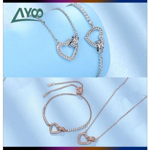 SWA Fashion Jewelry Original 1:1, Charming Heart Love,Valentines Day, Fashion, Romantic Necklace Gift For Women