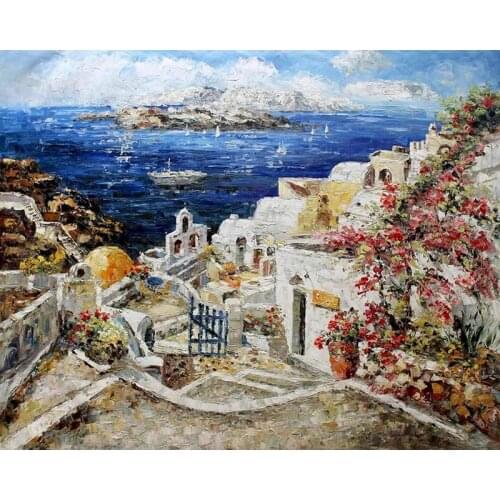 PhotoCustom Paint By Numbers Kits On Canvas Seascape DIY Frame 60x75cm Oil Painting By Numbers Scenery Hand Painting Home Decor