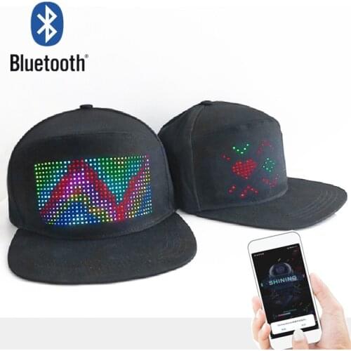 Bluetooth Programmable Scrolling Text Led Display Lamp Cap Custom Moment Module Mobile Phone App Control Led Lamp Character Hat