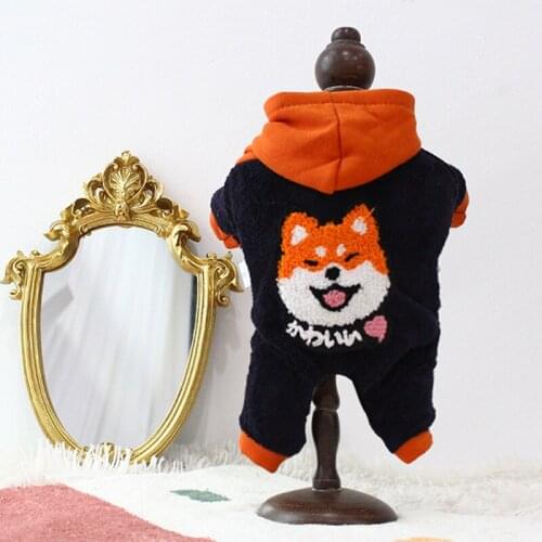 Hot Sale Autumn Winter Four-legged Dog Clothes For Small & Medium Dogs Embroidered Fleece Warm Dog Hoodies Pet Cat Jumpsuits