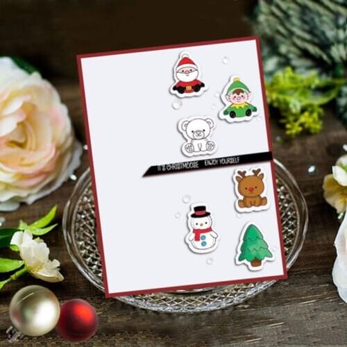 Christmas Tree Cartoon Santa Claus Background Stencil Metal Cutting Dies and Stamps for Scrapbooking Card Making Embossing Craft